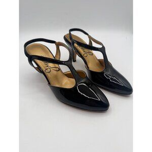 Vintage Joyce Made in USA Women's Black Patent T Strap Heels Size 5.5